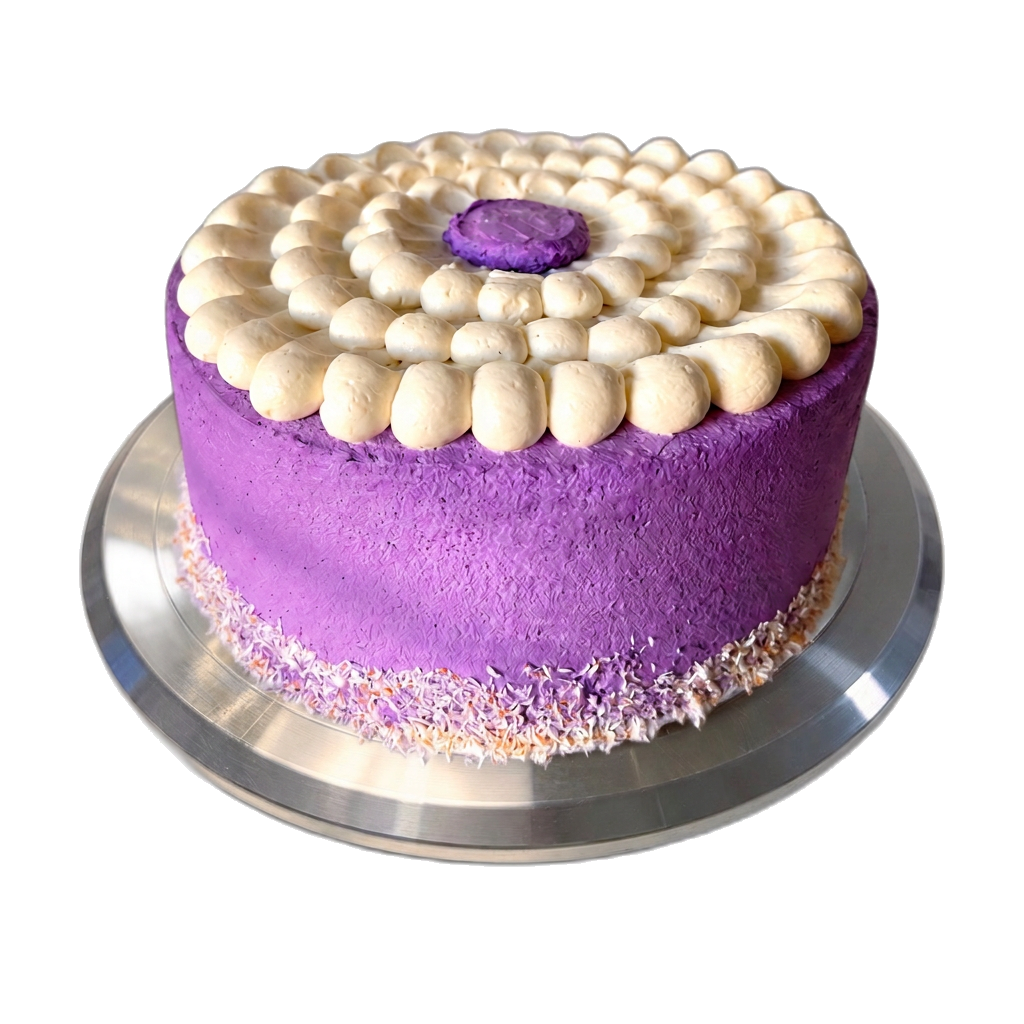 Ube Chiffon with Ube Cream & Toasted Coconut